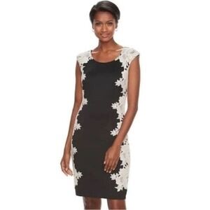 Jax Black and White Sheath Mini Dress Sleeveless Scoop Neck‎ Size 2